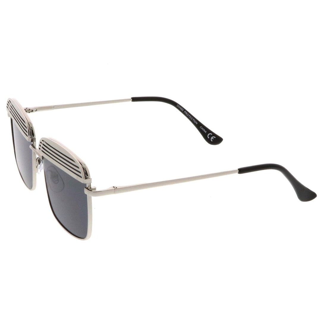 Modern Ultra Slim Arms Metal Cover Super Flat Lens Square Sunglasses 53mm Image 4