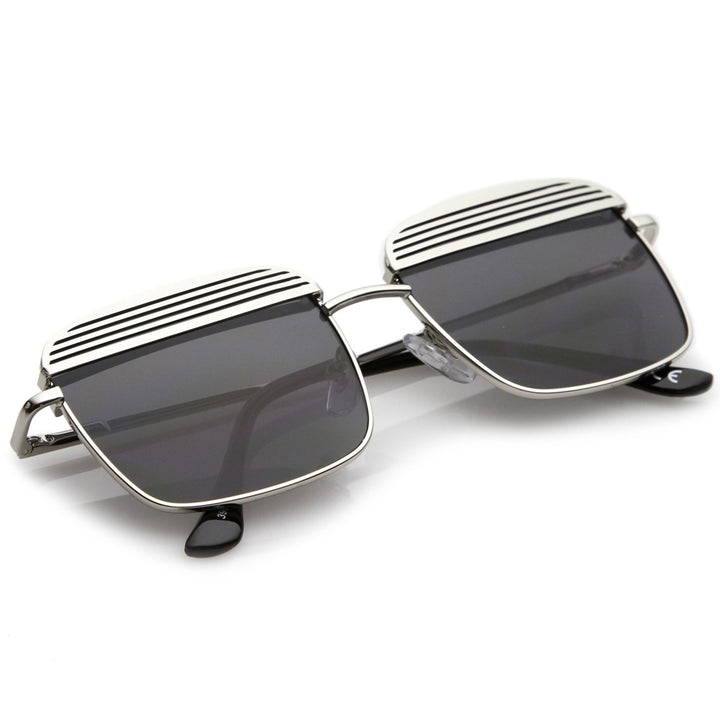Modern Ultra Slim Arms Metal Cover Super Flat Lens Square Sunglasses 53mm Image 4