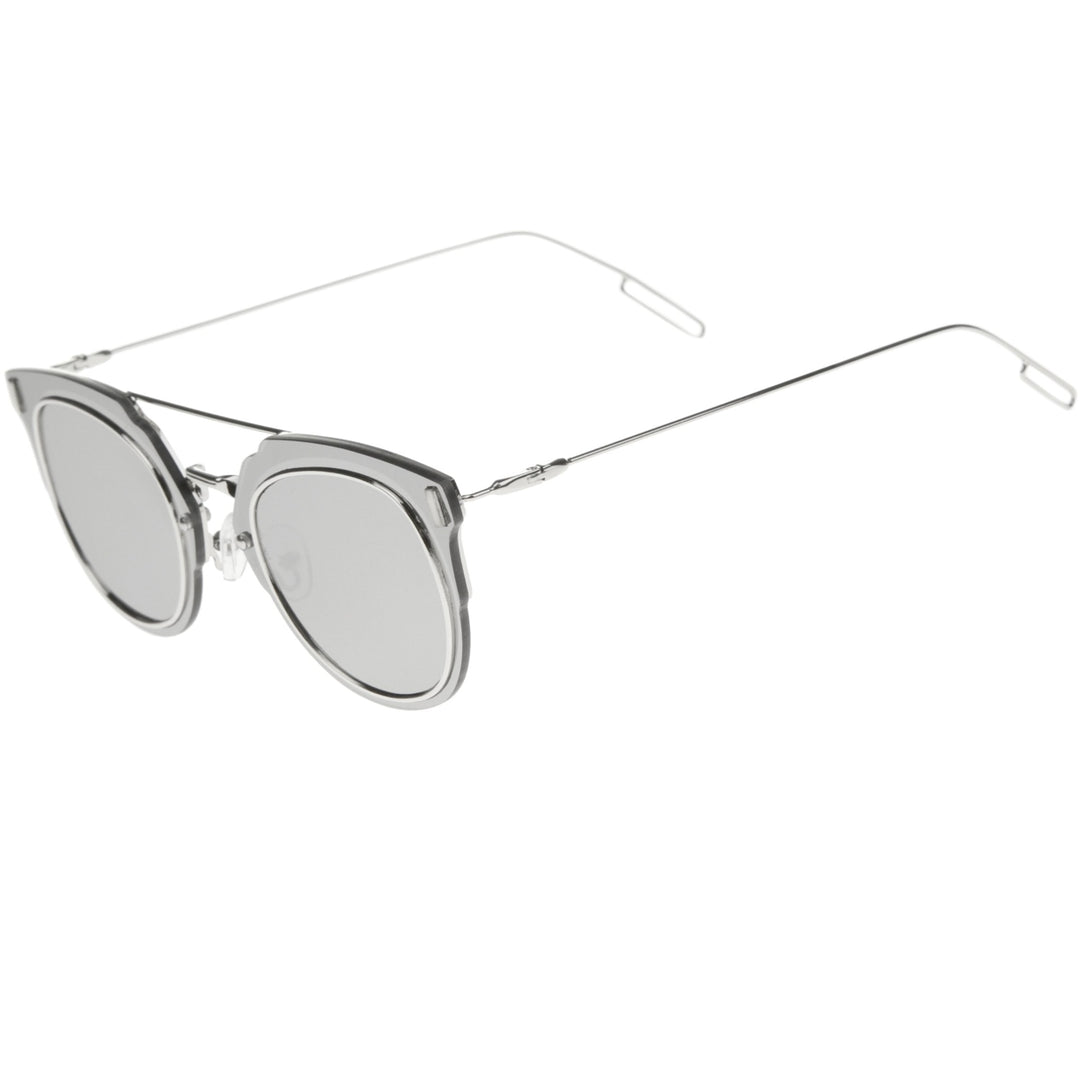 Modern Ultra Slim Wire Frame Mirrored Flat Lens Pantos Sunglasses 58mm Image 3