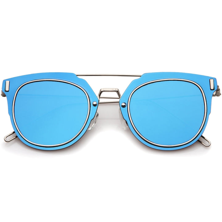 Modern Ultra Slim Wire Frame Mirrored Flat Lens Pantos Sunglasses 58mm Image 4