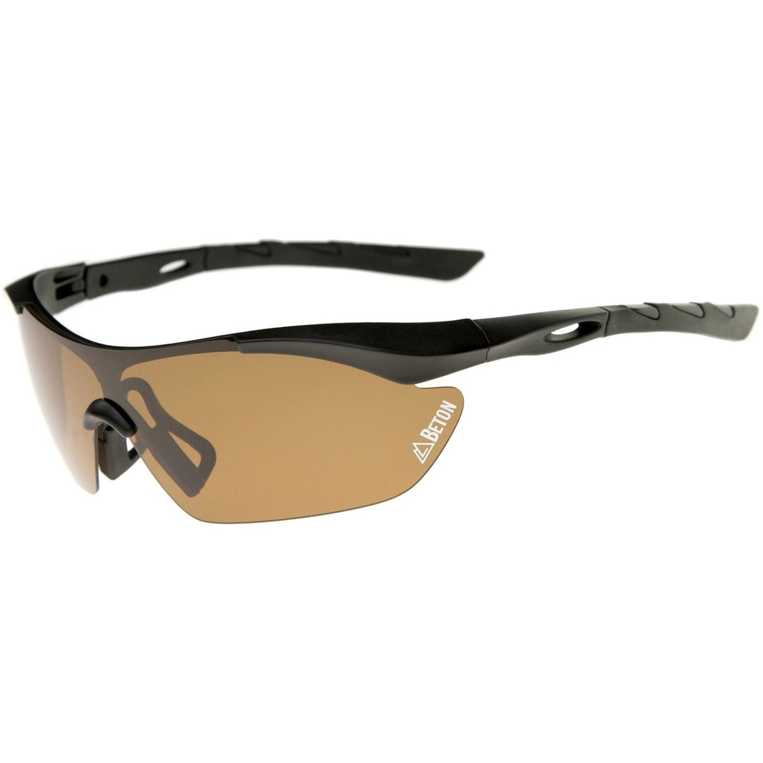 Nepal Polarized Shatterproof Sports Shield Sunglasses 80mm Half-Frame Design Image 1