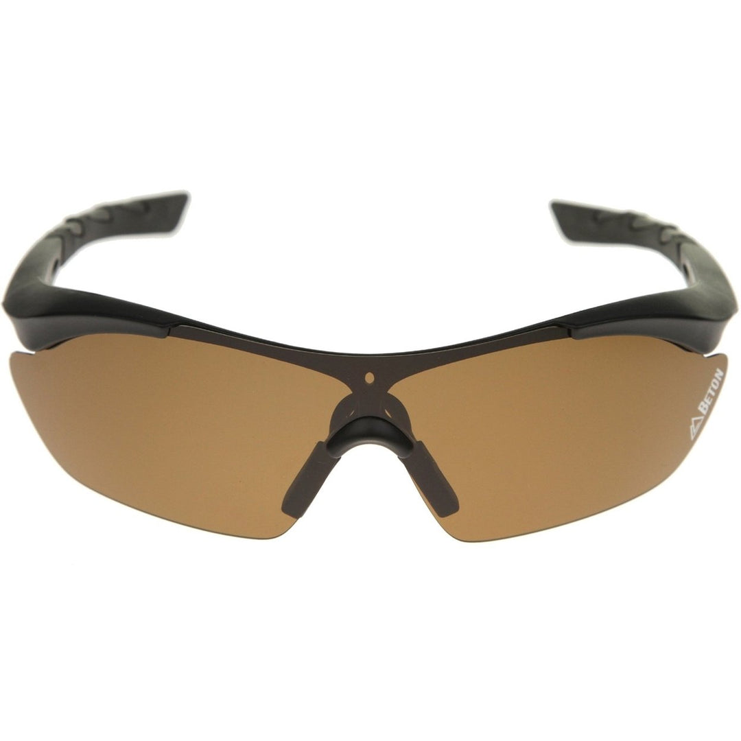 Nepal Polarized Shatterproof Sports Shield Sunglasses 80mm Half-Frame Design Image 3