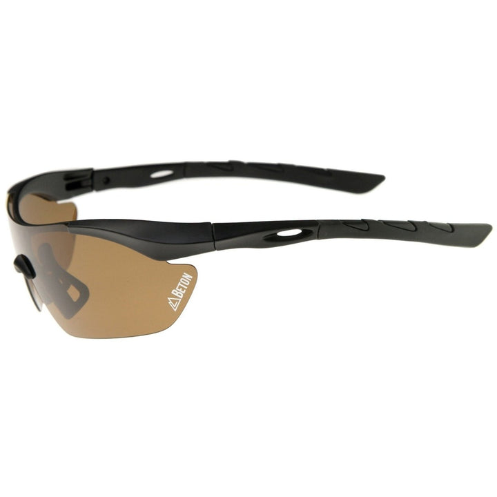 Nepal Polarized Shatterproof Sports Shield Sunglasses 80mm Half-Frame Design Image 4