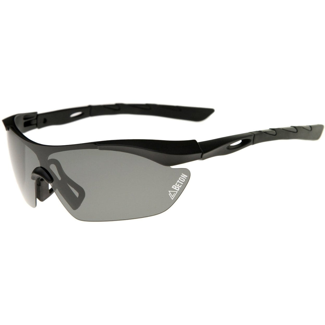 Nepal Polarized Shatterproof Sports Shield Sunglasses 80mm Half-Frame Design Image 4