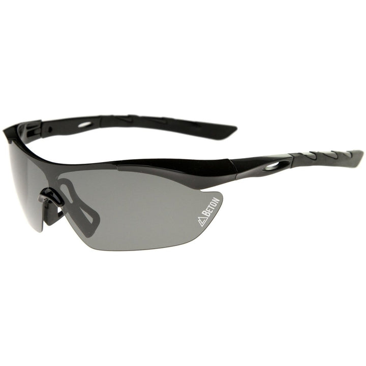 Nepal Polarized Shatterproof Sports Shield Sunglasses 80mm Half-Frame Design Image 6