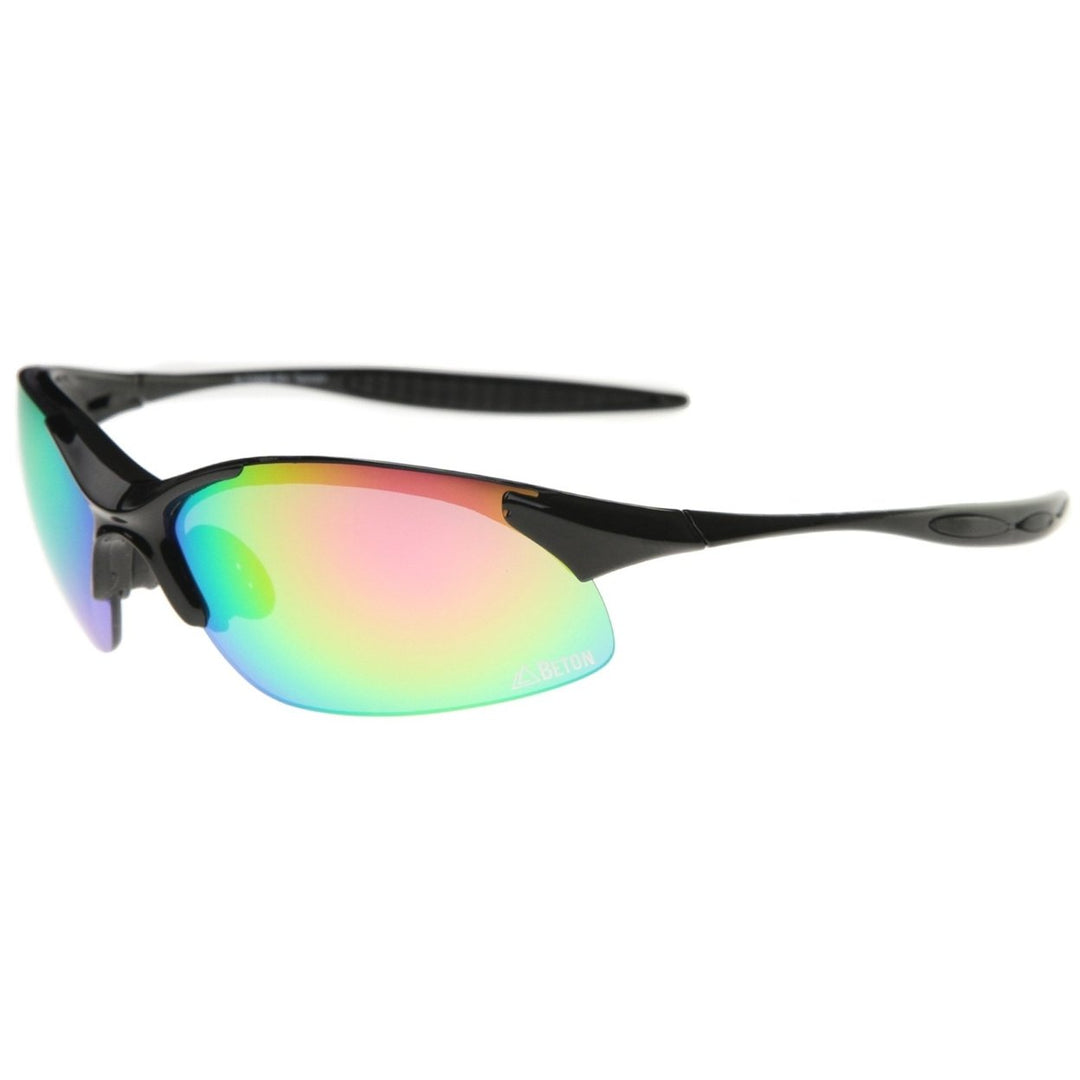 Olympus TR-90 Sports Wrap Sunglasses Two-Toned Iridescent Lens 68mm UV Protection Image 1