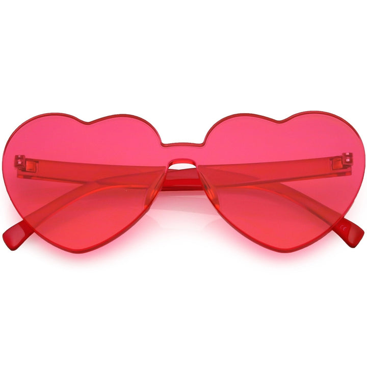 One Piece Rimless Heart Sunglasses Color Tinted Mono Block Lens 65mm Image 4