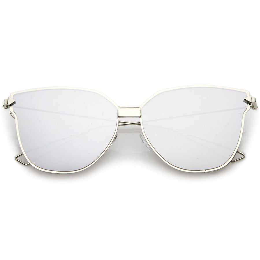 Oversize Cat Eye Sunglasses With Mirrored Flat Lens And Wire Arms 59mm Image 1