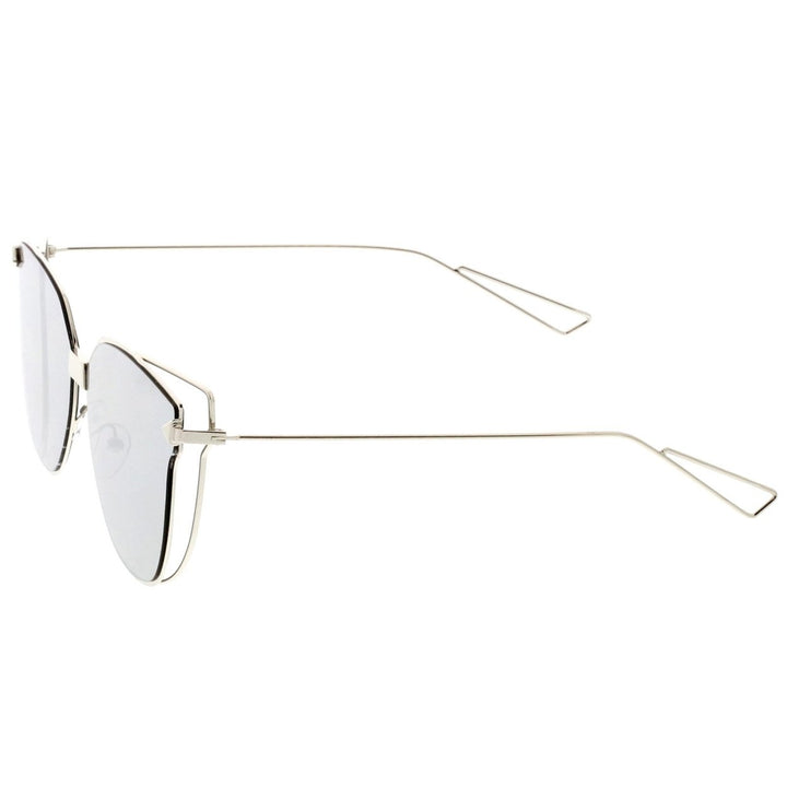 Oversize Cat Eye Sunglasses With Mirrored Flat Lens And Wire Arms 59mm Image 4