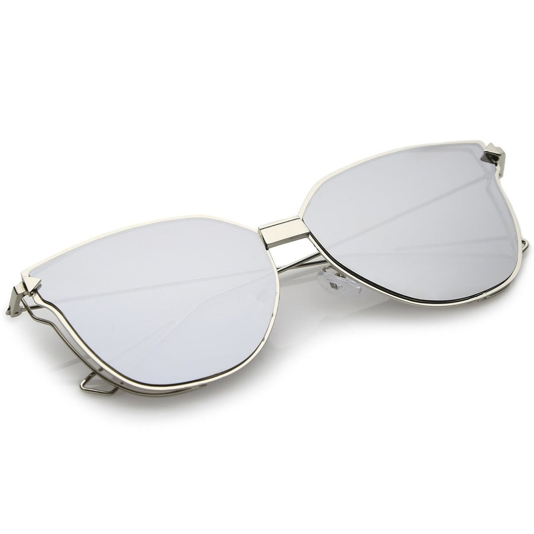Oversize Cat Eye Sunglasses With Mirrored Flat Lens And Wire Arms 59mm Image 4