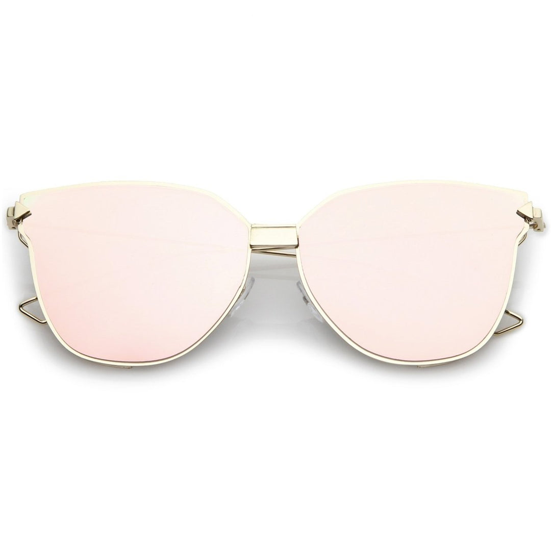 Oversize Cat Eye Sunglasses With Mirrored Flat Lens And Wire Arms 59mm Image 6