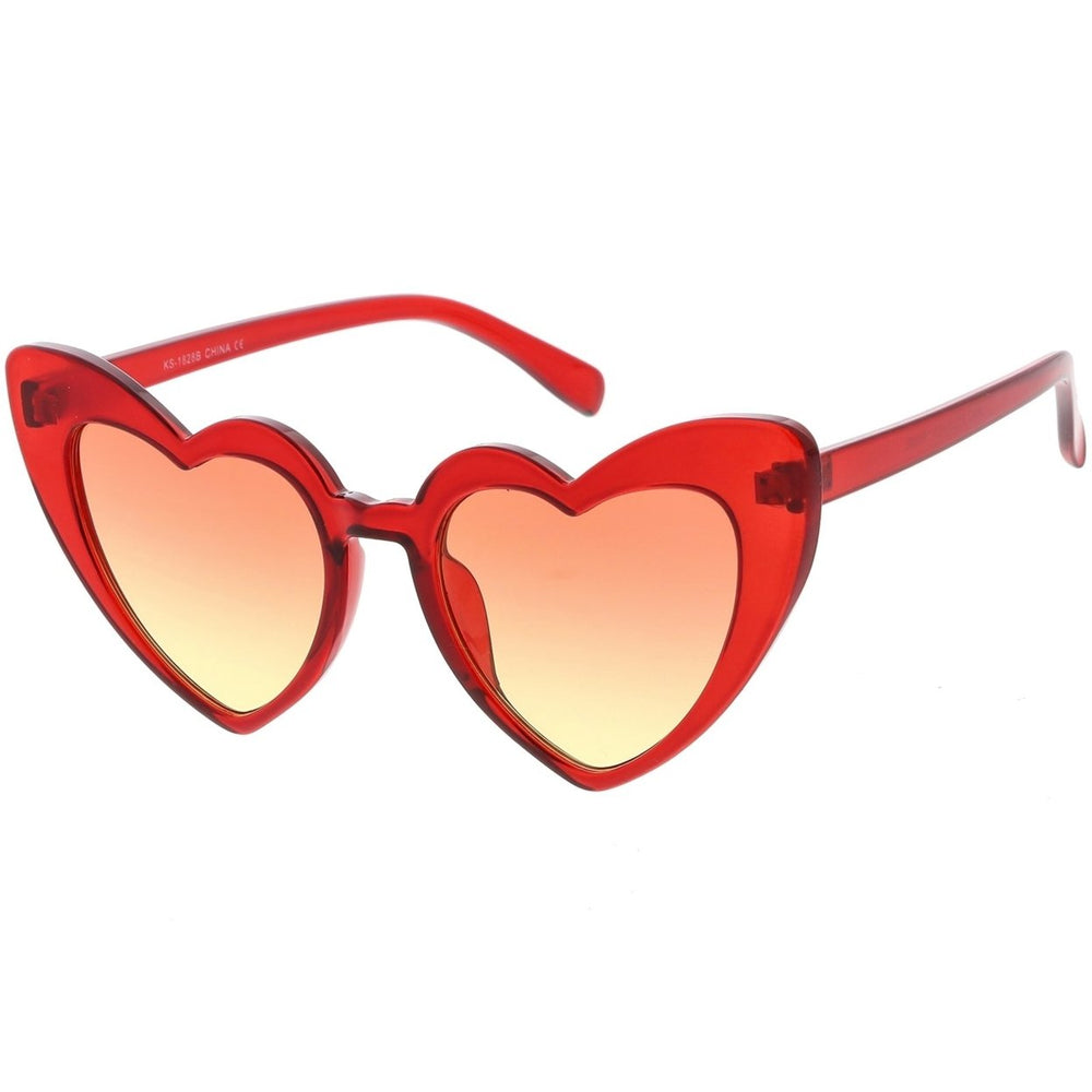 Oversize Heart Sunglasses Color Gradient Lens 51mm UV Protection Plastic Frame Image 2