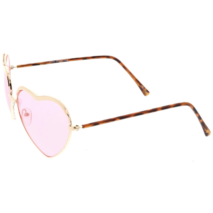 Oversize Heart Sunglasses Metal Frame Color Tinted Lens 61mm UV Protection Image 3