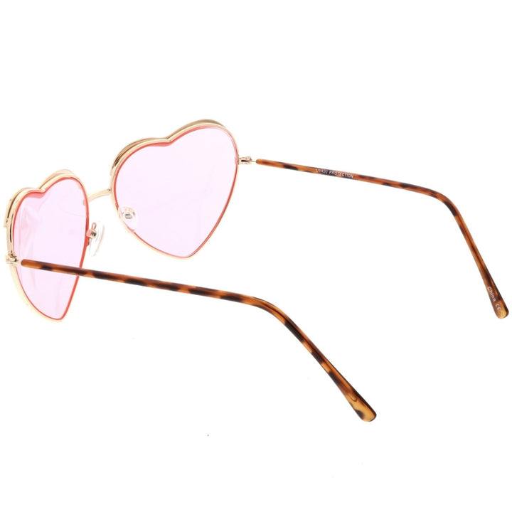 Oversize Heart Sunglasses Metal Frame Color Tinted Lens 61mm UV Protection Image 4