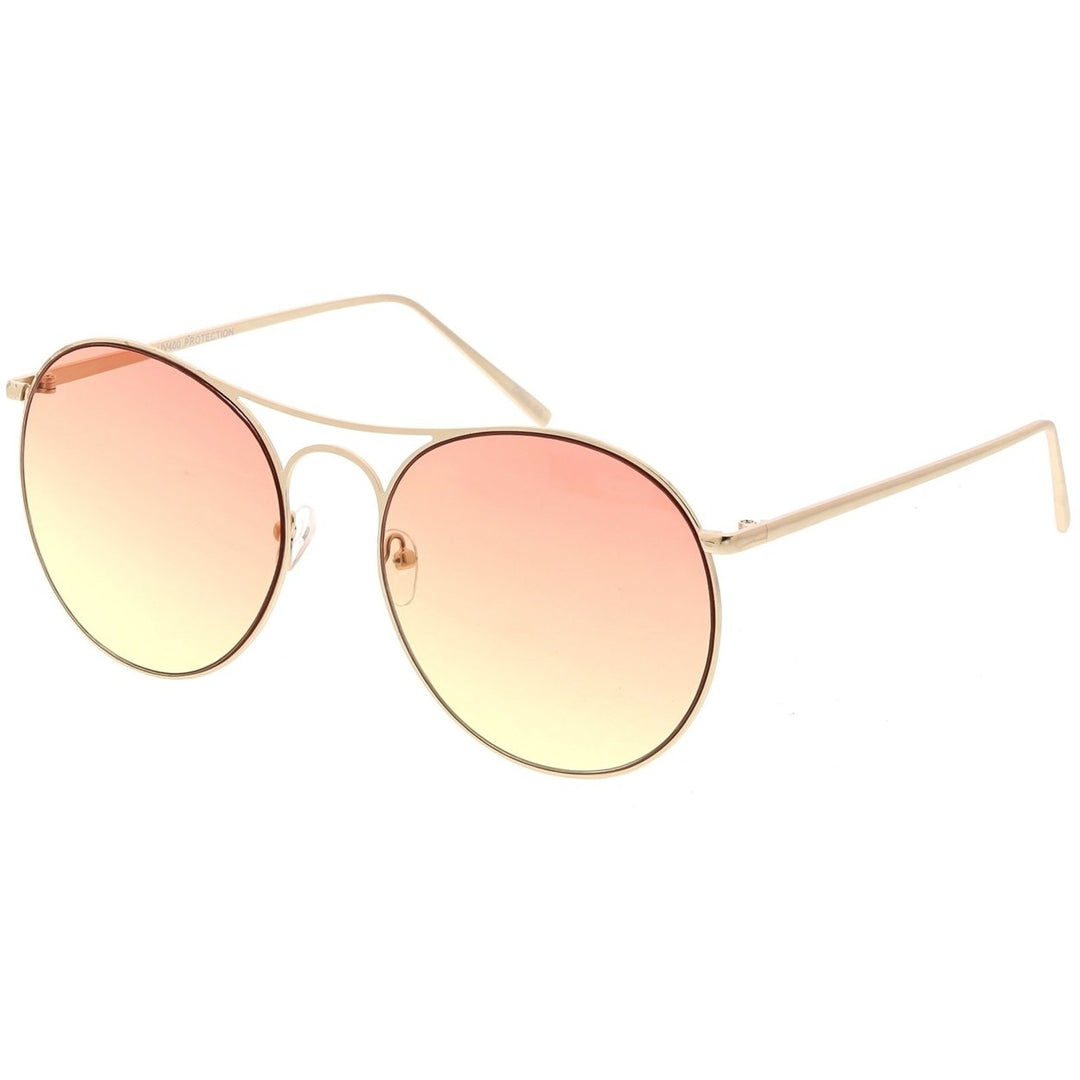 Oversize Metal Aviator Sunglasses 65mm Gradient Round Flat Lens Double Bridge Image 2