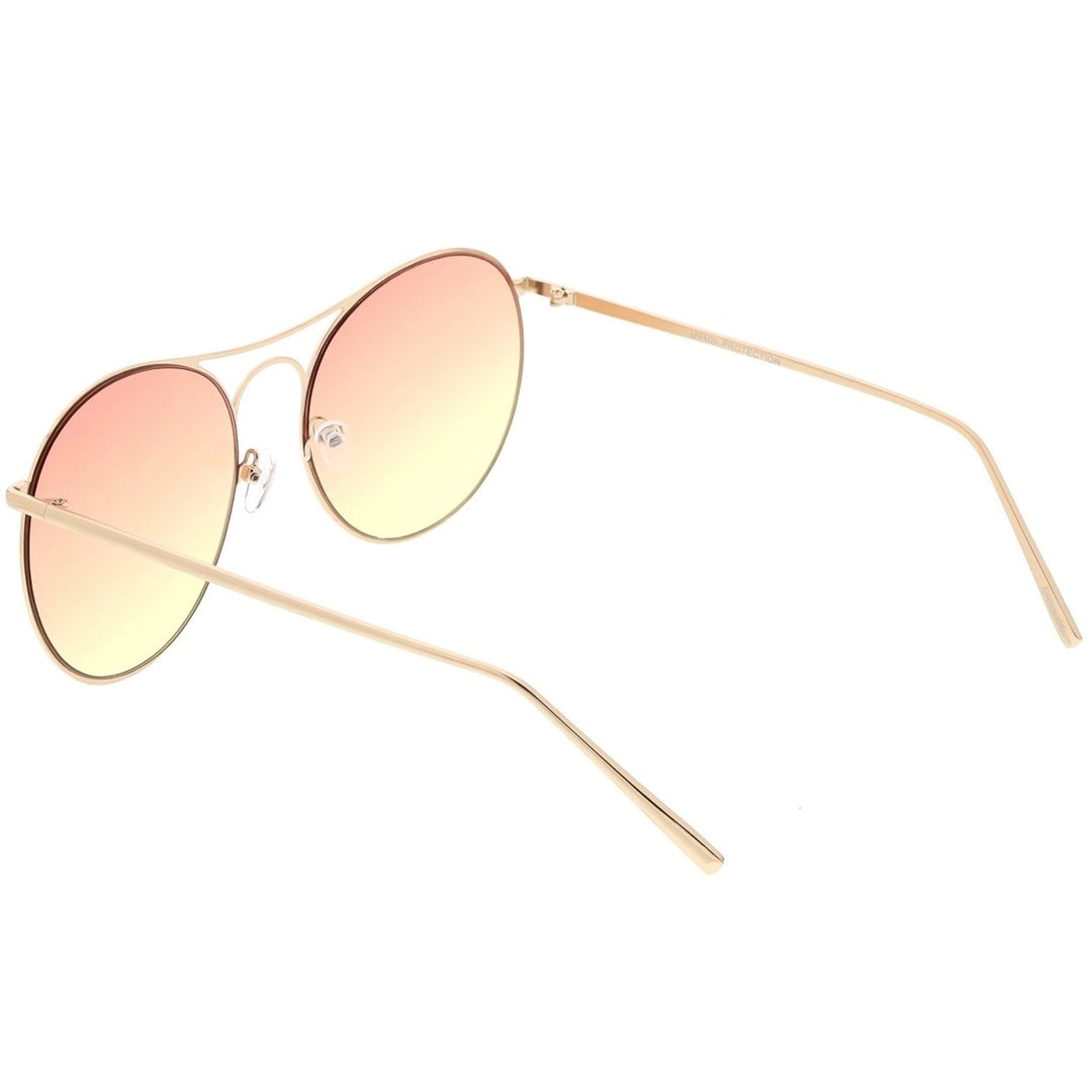 Oversize Metal Aviator Sunglasses 65mm Gradient Round Flat Lens Double Bridge Image 4