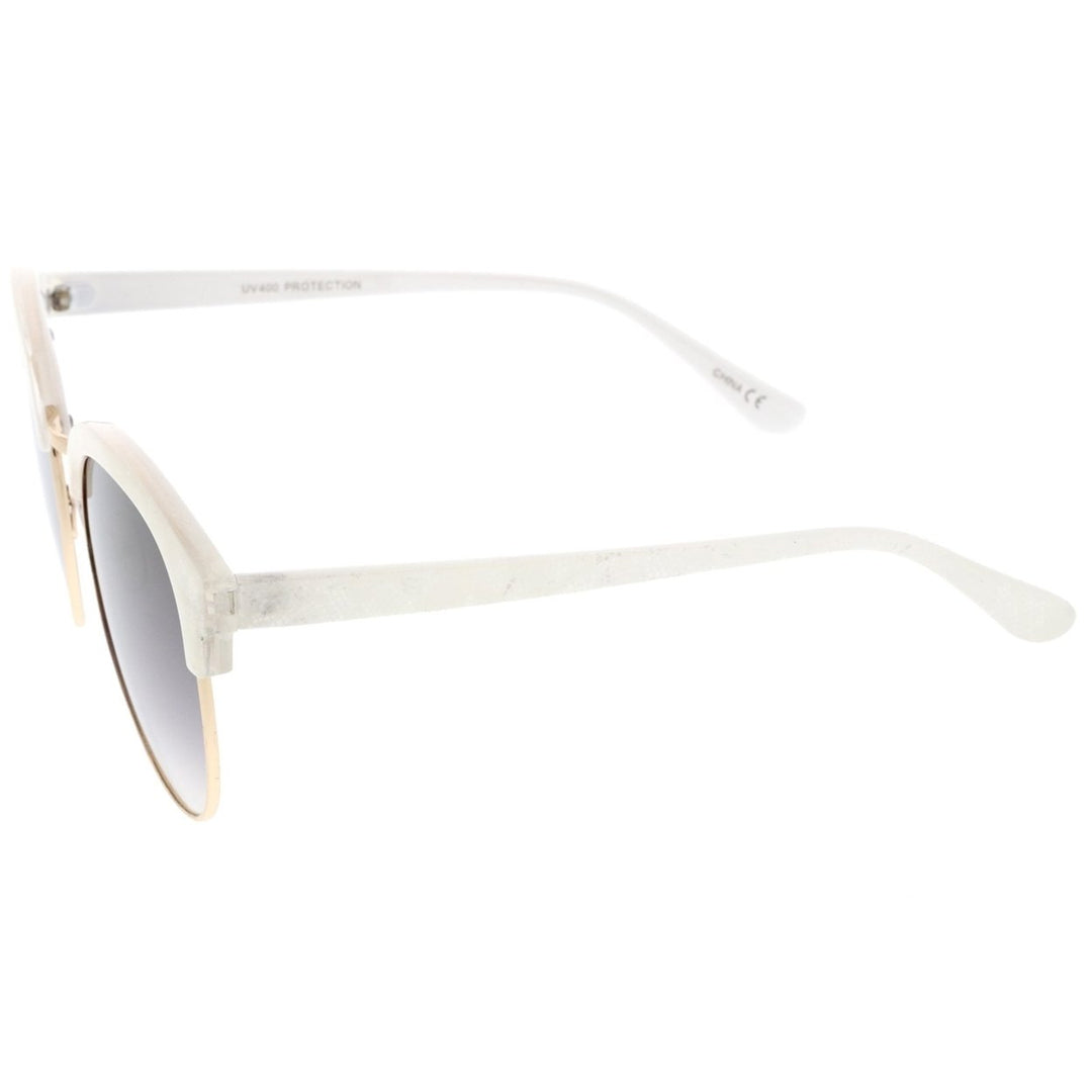 Oversize Metallic Horn Rimmed Colored Mirror Lens Half-Frame Sunglasses 58mm Image 3