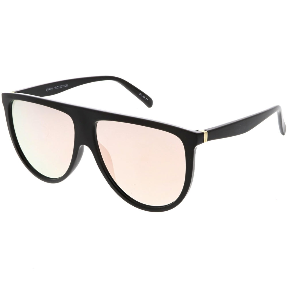 Oversize Modern Aviator Sunglasses Flat Top Color Mirrored Lens 59mm Image 2