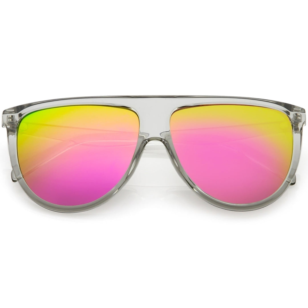 Oversize Modern Aviator Sunglasses Flat Top Color Mirrored Lens 59mm Image 6
