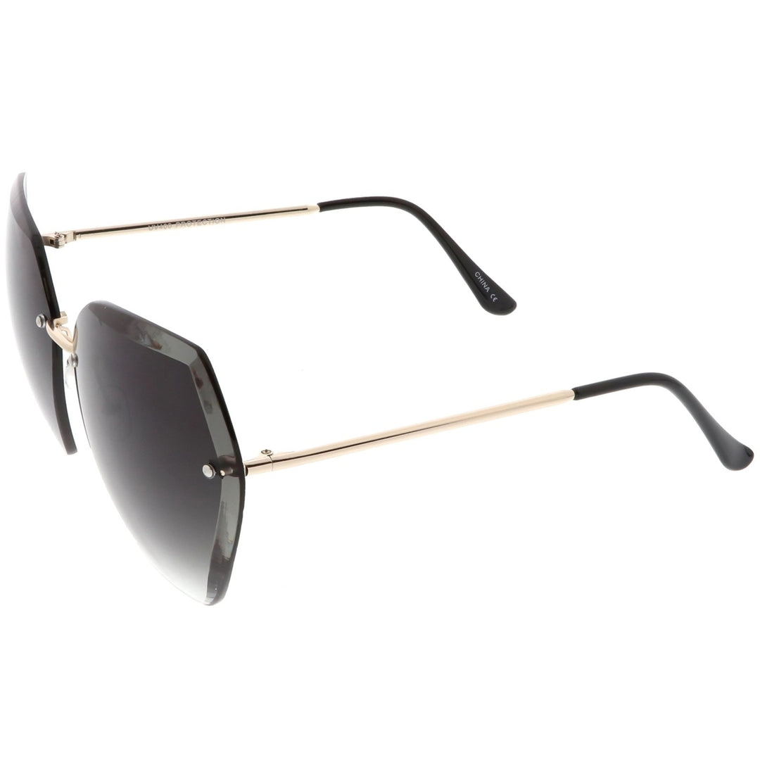 Oversize Rimless Geometric Sunglasses Beveled Gradient Lens 70mm Image 3