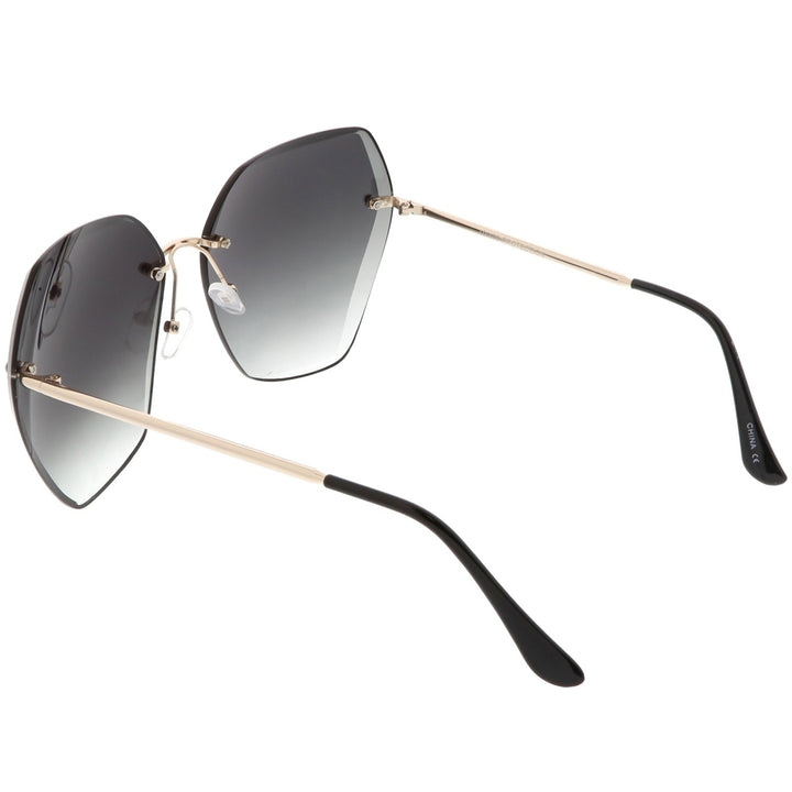 Oversize Rimless Geometric Sunglasses Beveled Gradient Lens 70mm Image 4