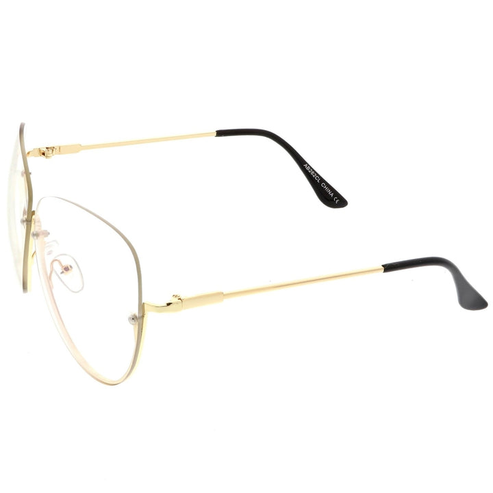 Oversize Semi-Rimless Eye Glasses Rivet Details Clear Lens 64mm Image 3