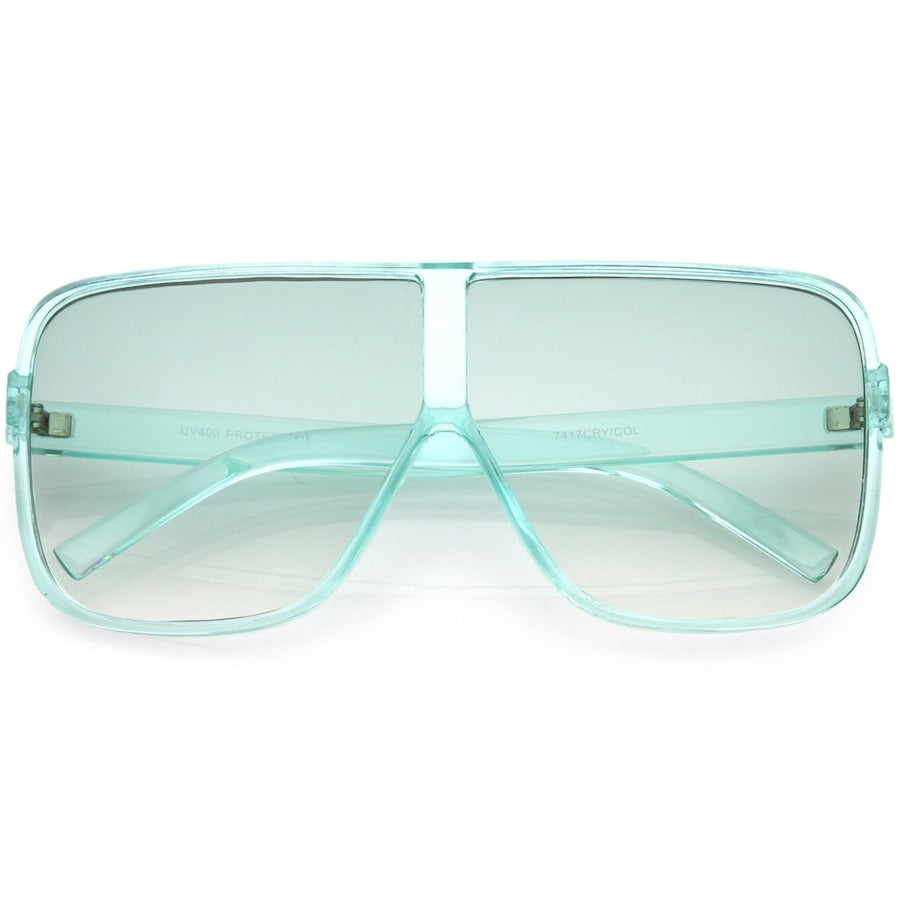 Oversize Translucent Square Sunglasses 69mm Flat Top Color Tinted Lens UV Protection Image 1