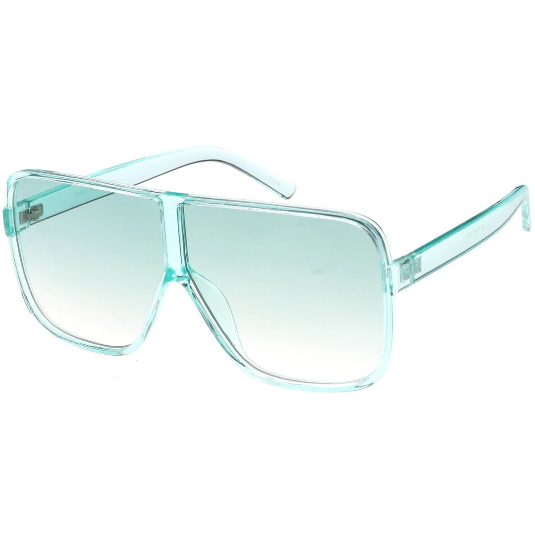 Oversize Translucent Square Sunglasses 69mm Flat Top Color Tinted Lens UV Protection Image 2