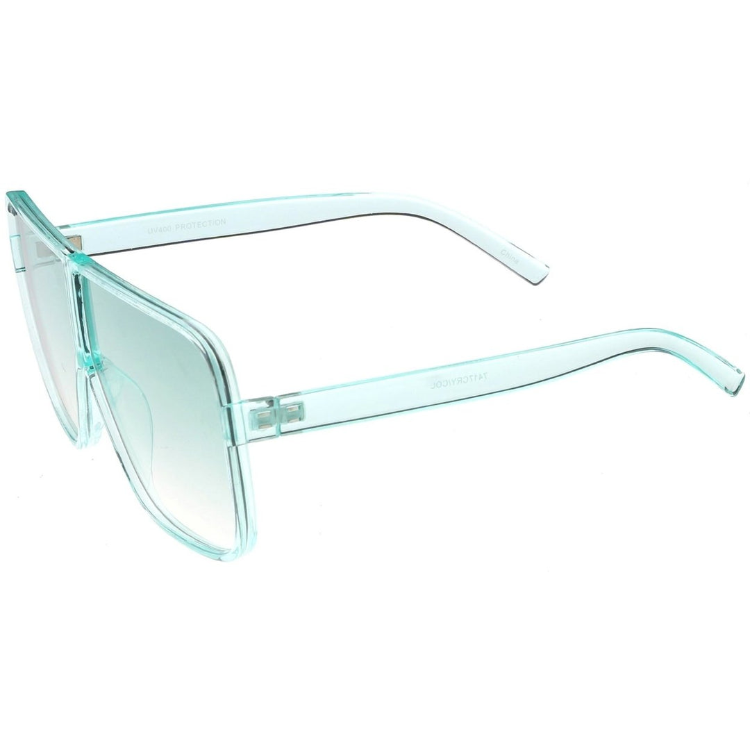 Oversize Translucent Square Sunglasses 69mm Flat Top Color Tinted Lens UV Protection Image 3