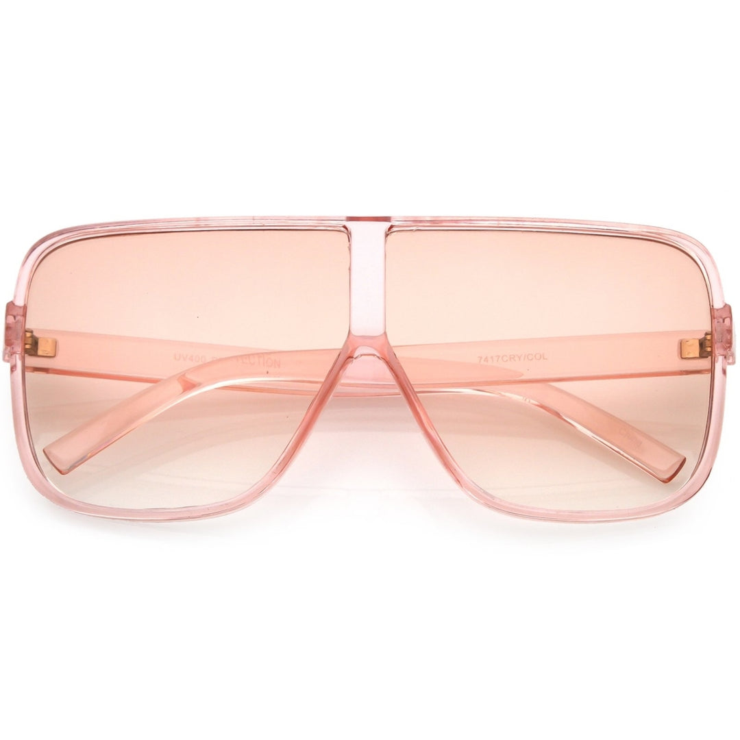 Oversize Translucent Square Sunglasses 69mm Flat Top Color Tinted Lens UV Protection Image 4