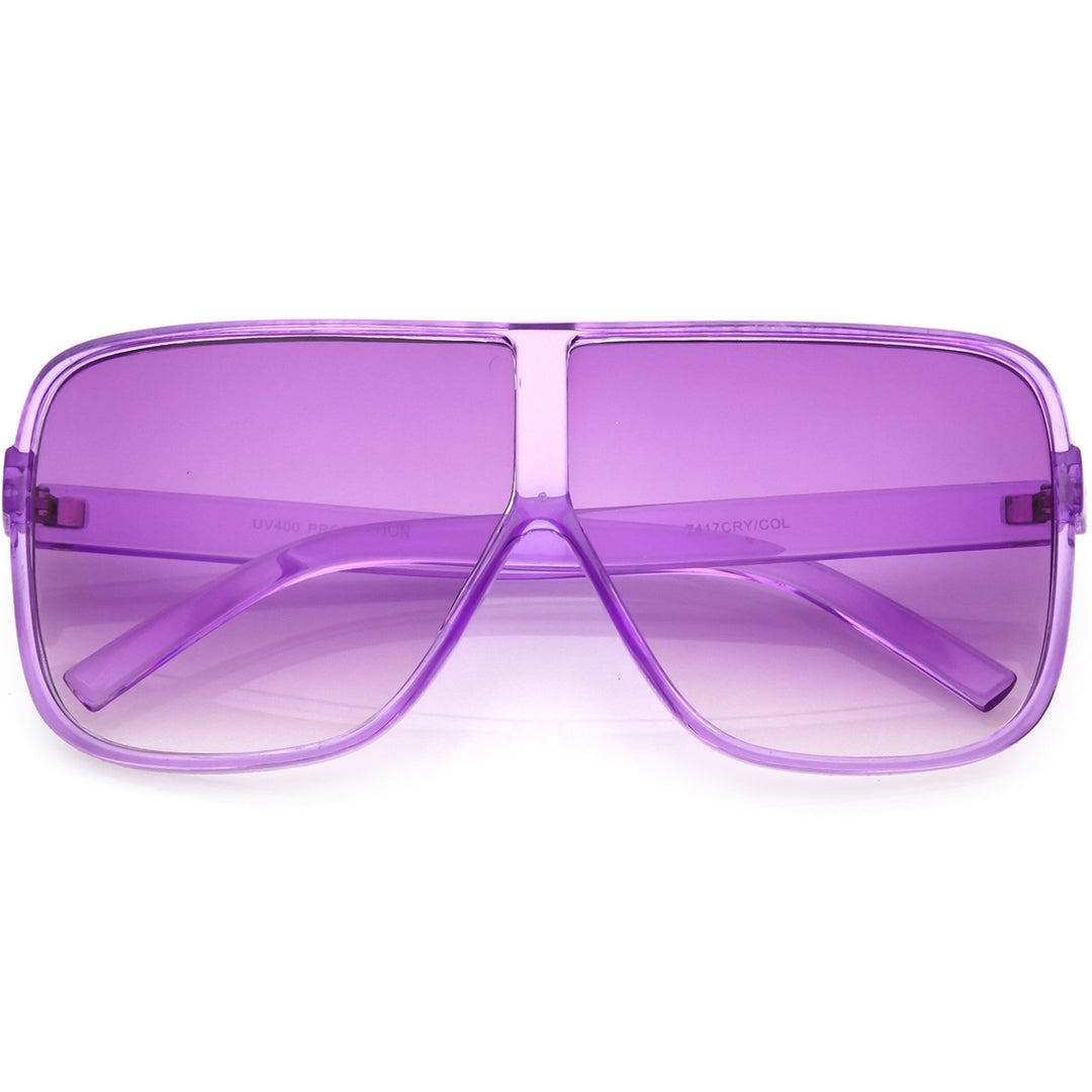 Oversize Translucent Square Sunglasses 69mm Flat Top Color Tinted Lens UV Protection Image 6