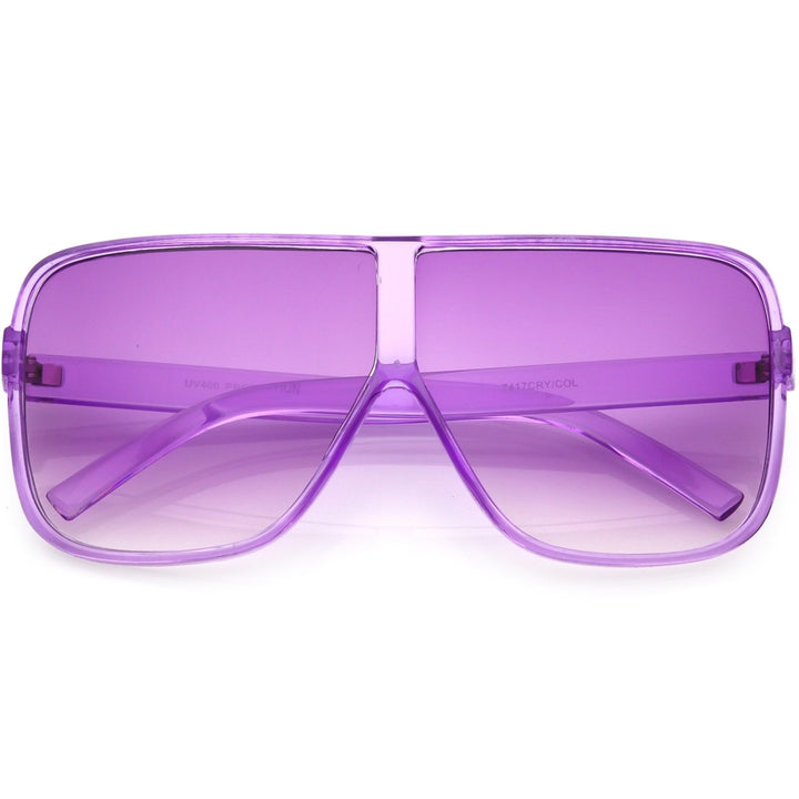 Oversize Translucent Square Sunglasses 69mm Flat Top Color Tinted Lens UV Protection Image 6