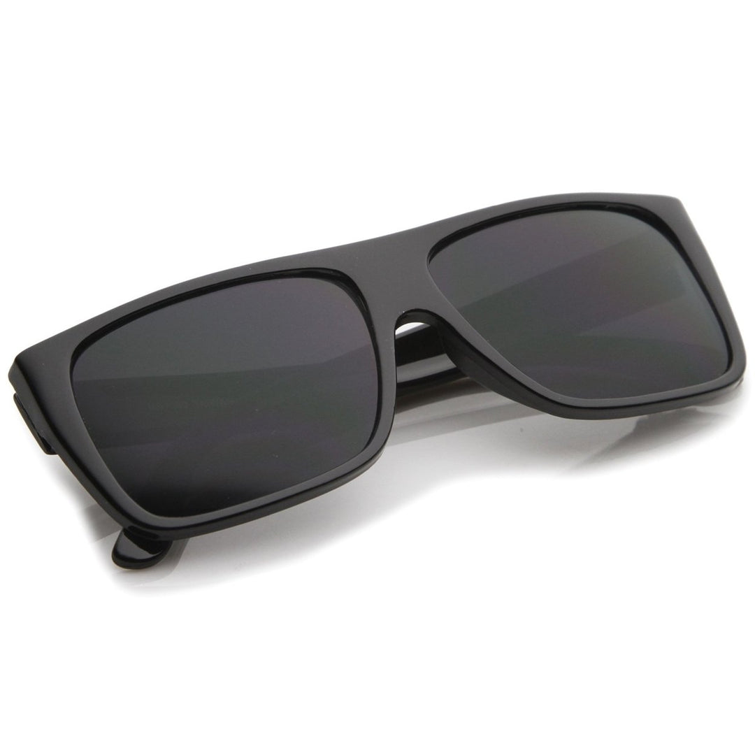 Eazy E Style Retro Flat Top Rectangle Sunglasses 57mm Wide Temple UV400 Image 4