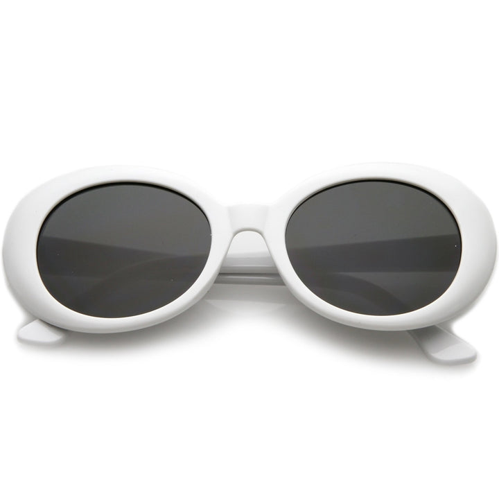 Retro Oval Sunglasses Tapered Arms Neutral Colored Round Lens 53mm Image 1