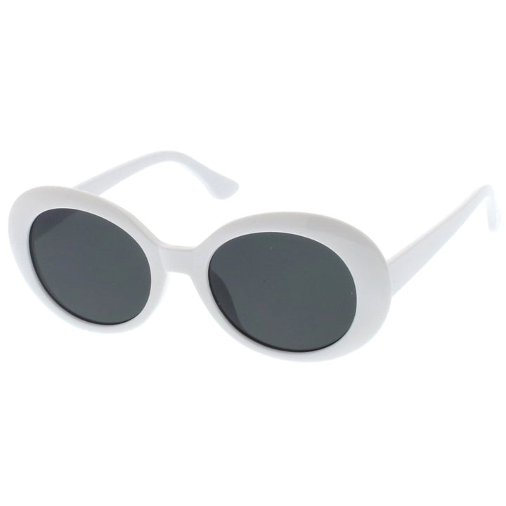 Retro Oval Sunglasses Tapered Arms Neutral Colored Round Lens 53mm Image 4
