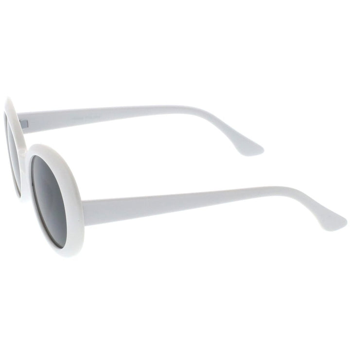 Retro Oval Sunglasses Tapered Arms Neutral Colored Round Lens 53mm Image 4