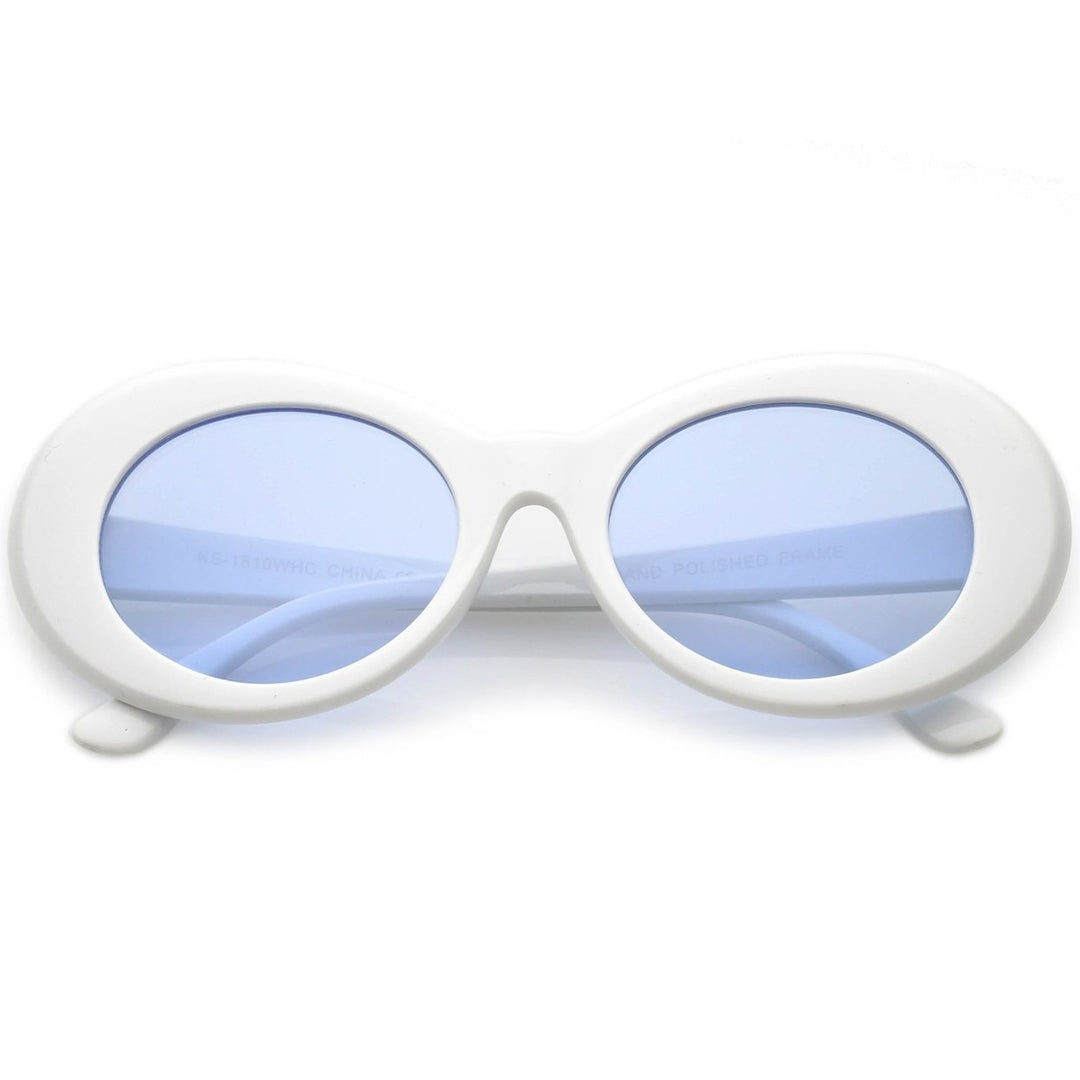 Retro Oval Sunglasses Colored Lenses 50mm Tapered Arms UV Protection Fashion Eyewear Image 1