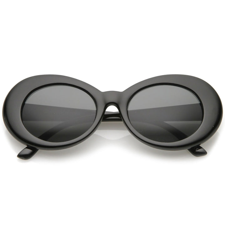Retro Oval Sunglasses With Tapered Arms Neutral Colored Round Lens  51mm Image 1