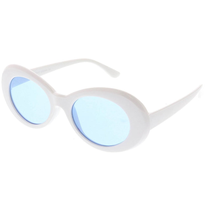 Retro Oval Sunglasses Colored Lenses 50mm Tapered Arms UV Protection Fashion Eyewear Image 3