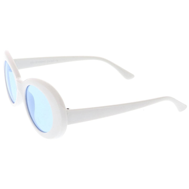 Retro Oval Sunglasses Colored Lenses 50mm Tapered Arms UV Protection Fashion Eyewear Image 4