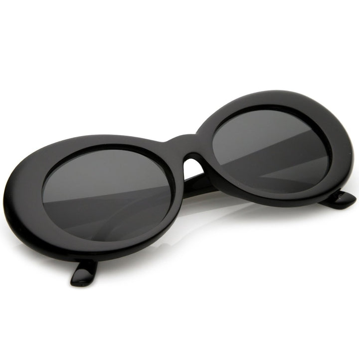 Retro Oval Sunglasses Neutral Round Lens 51mm Tapered Arms UV Protection Image 4