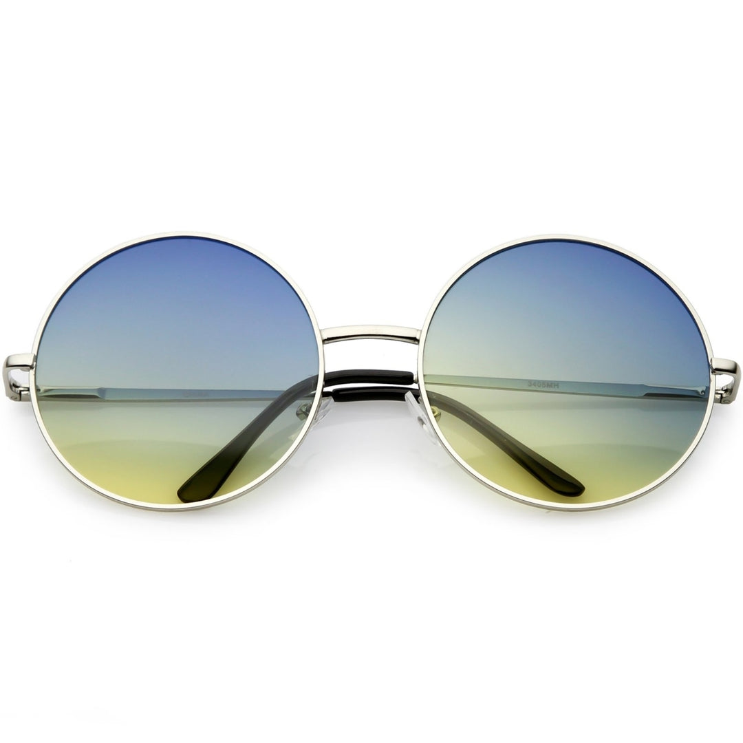 Retro Oversize Circle Sunglasses Thin Metal Arms Color Gradient Lens 62mm Image 1