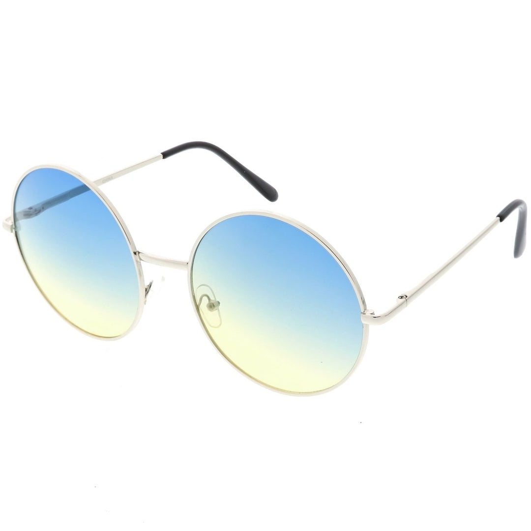 Retro Oversize Circle Sunglasses Thin Metal Arms Color Gradient Lens 62mm Image 2