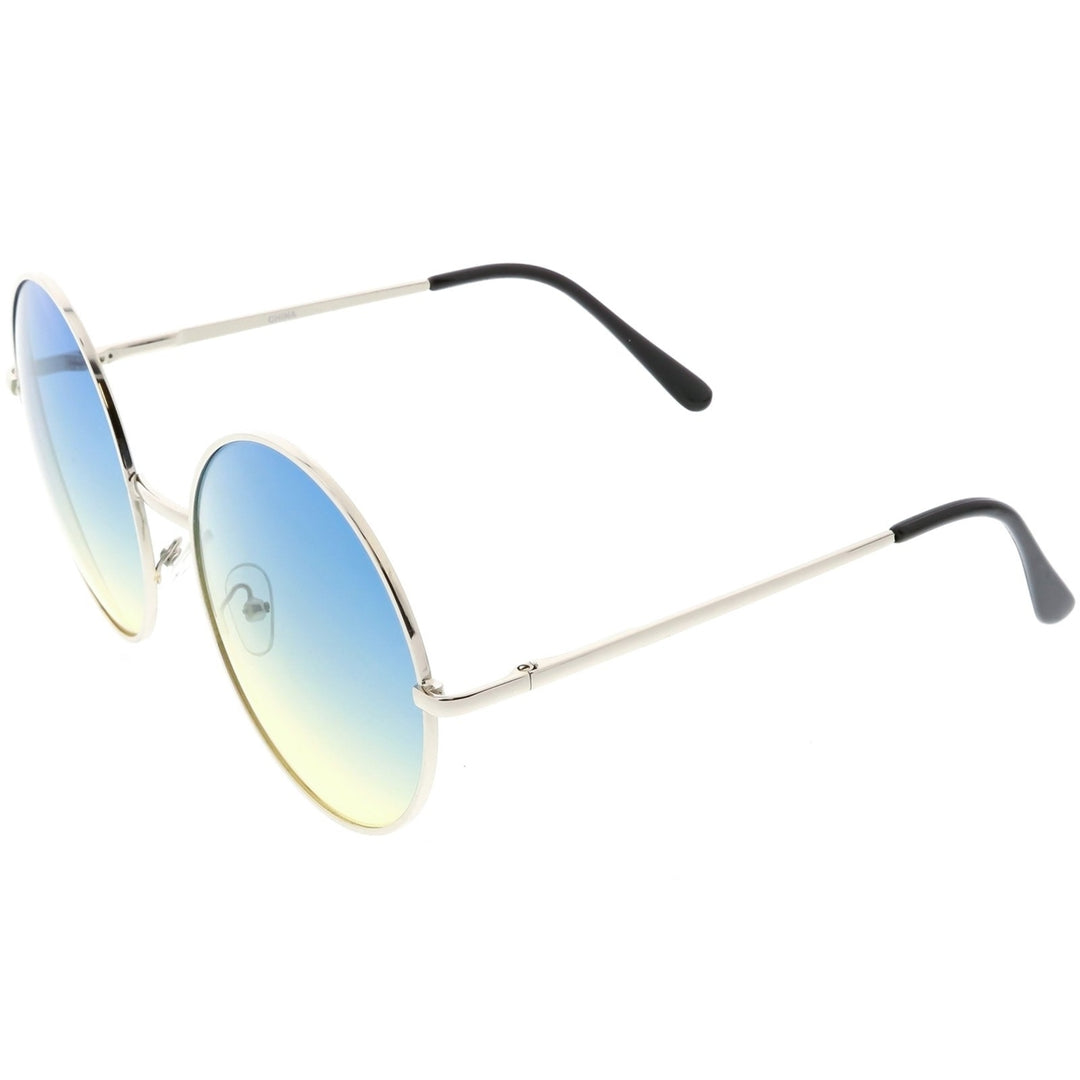 Retro Oversize Circle Sunglasses Thin Metal Arms Color Gradient Lens 62mm Image 3