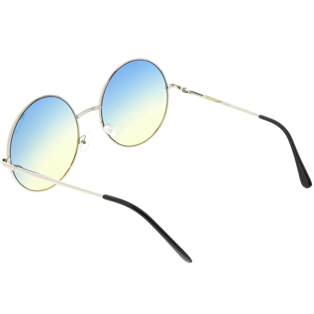 Retro Oversize Circle Sunglasses Thin Metal Arms Color Gradient Lens 62mm Image 4