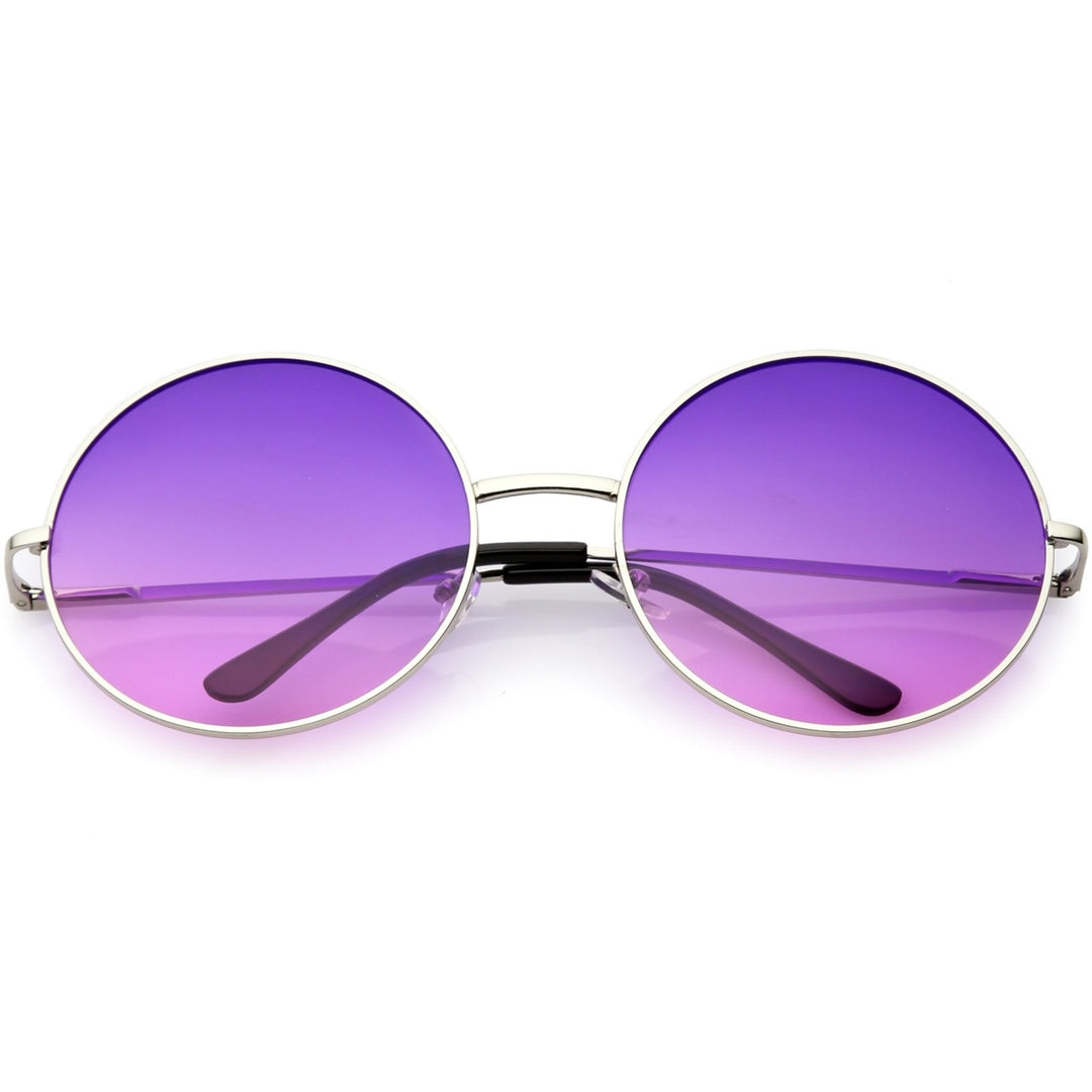 Retro Oversize Circle Sunglasses Thin Metal Arms Color Gradient Lens 62mm Image 4