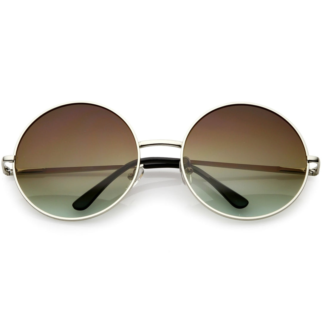 Retro Oversize Circle Sunglasses Thin Metal Arms Color Gradient Lens 62mm Image 6