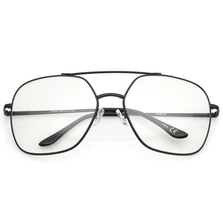 Retro Oversize Metal Frame Slim Temple Clear Lens Square Eyeglasses 64mm Image 6