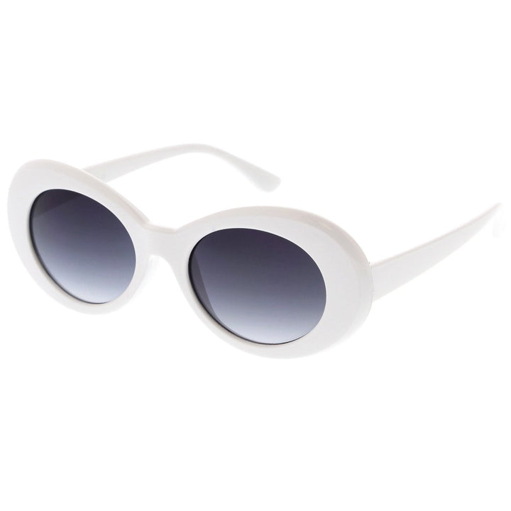 Retro White Oval Sunglasses 50mm Tapered Arms Gradient UV Protection 100% Image 2