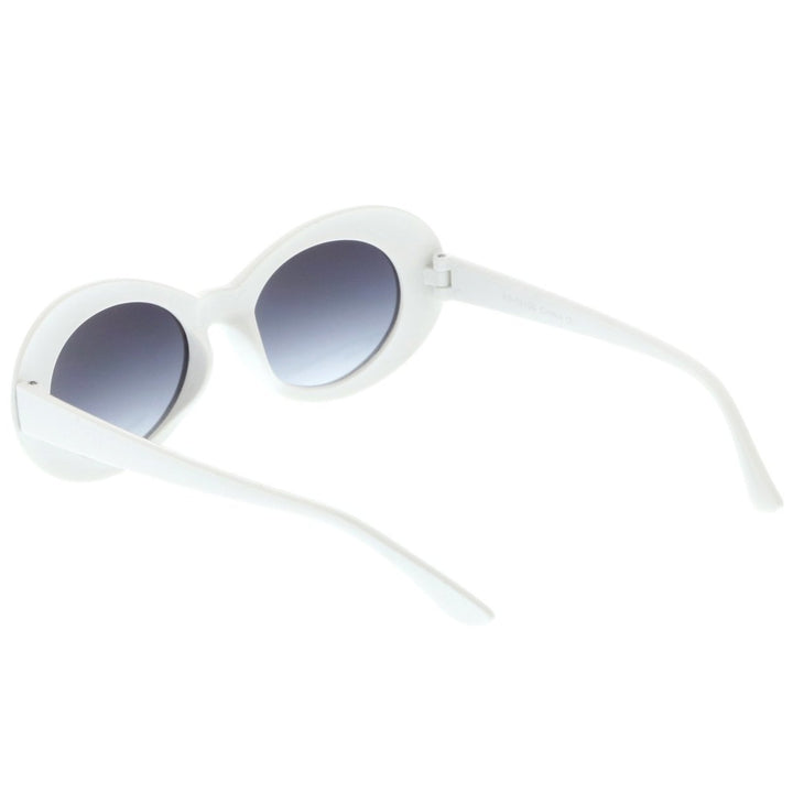 Retro White Oval Sunglasses 50mm Tapered Arms Gradient UV Protection 100% Image 4